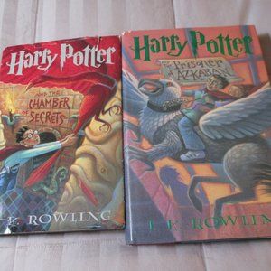 Lot of 2 Harry Potter Hardcover Books Chamber Secrets & Prisoner 1st Edition